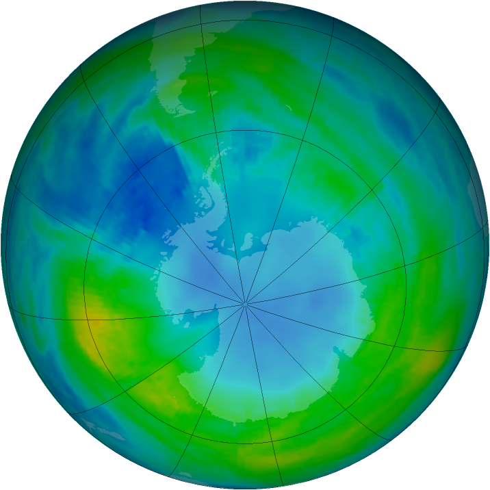 Antarctic ozone map for 01 May 1989